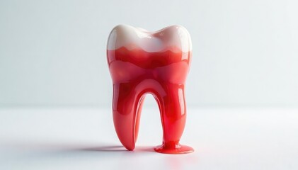Severely inflamed molar, stark white backdrop , background, photography