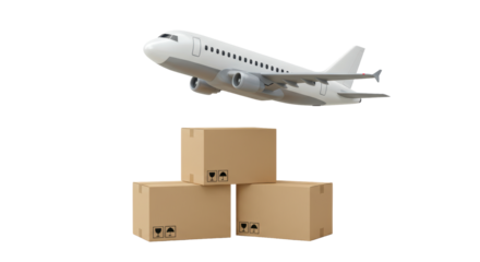 Isolated Airplane with shipping boxes