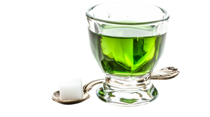 Elegant Absinthe Glass and Spoon with Green Liquor - Premium Stock Photo