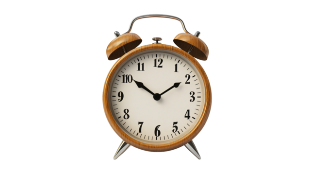 Modern Alarm Clock Isolated on Transparent Background for Time Management Concepts