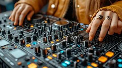 DJ mixing music with sound equipment