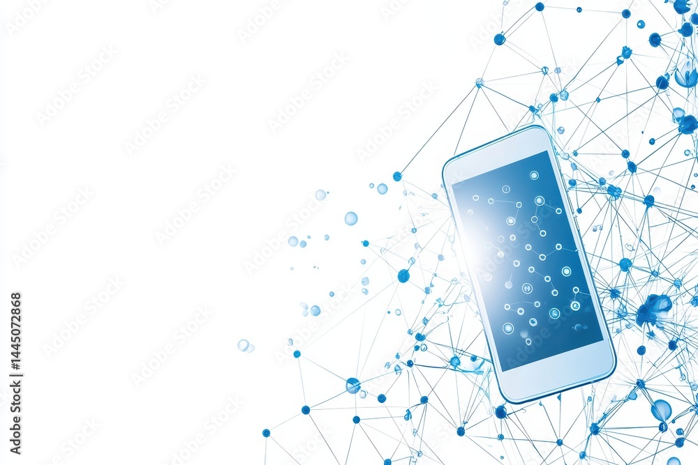 Poster abstract technology background with smartphone and network connections
