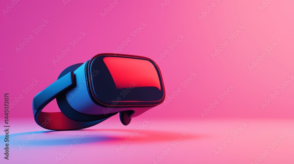 Poster modern virtual reality headset on colorful gradient background