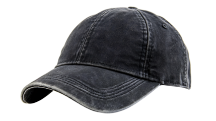 Stylish Black Baseball Cap Isolated on Transparent Background for Professional Use