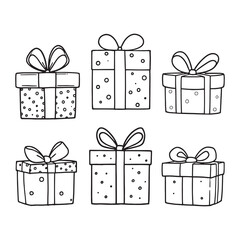 simple gift box outline vector for present packaging
