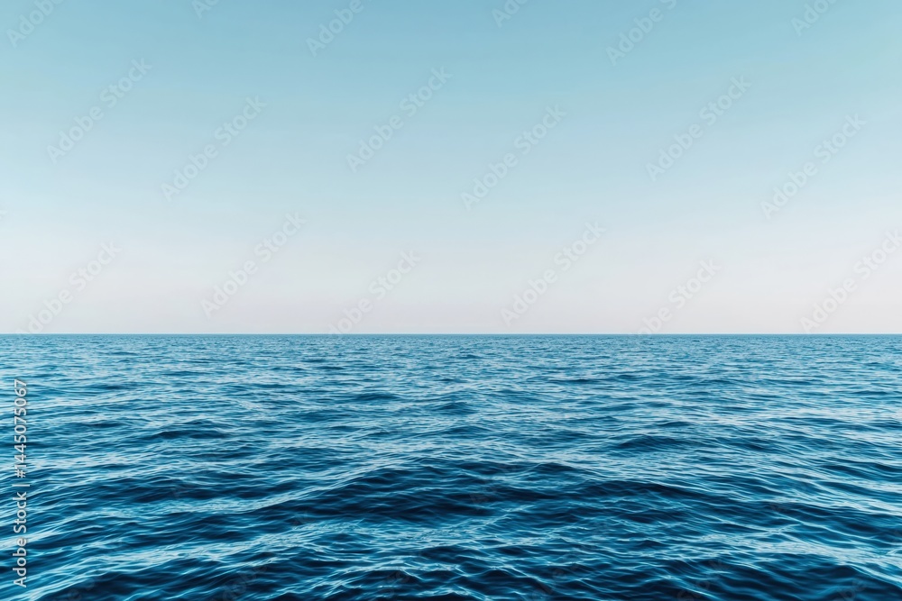 Poster serene minimalist ocean view blending seamlessly into hazy horizon