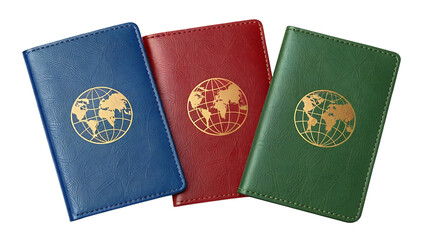 Three Passports with World Maps, Ready for Travel PNG Image and transparent background
