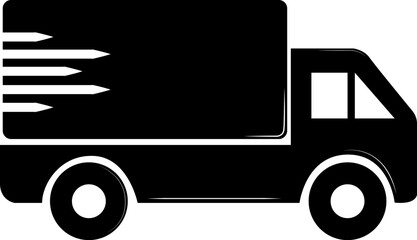 Fast delivery truck. Transport designed for the prompt transportation of goods, parcels and cargo. A symbol of speed, reliability and modern logistics solutions. Dynamic lines emphasize urgency.