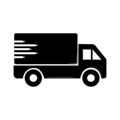 Fast delivery truck. Transport designed for the prompt transportation of goods, parcels and cargo. A symbol of speed, reliability and modern logistics solutions. Dynamic lines emphasize urgency.