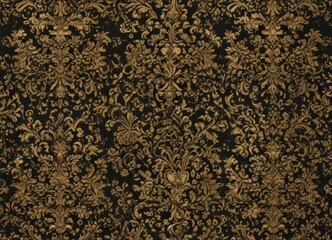 Intricate gold & black damask, seamless repeat pattern , wallpaper design, regal