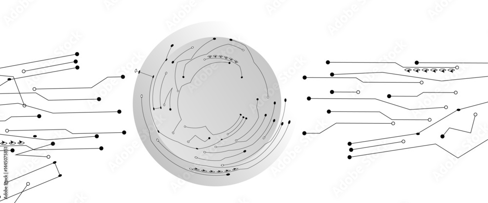 Aufkleber abstract grey circuit line technology pattern on white background, futuristic vector illustration of