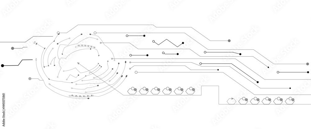 Aufkleber abstract grey circuit line technology pattern on white background, futuristic vector illustration of