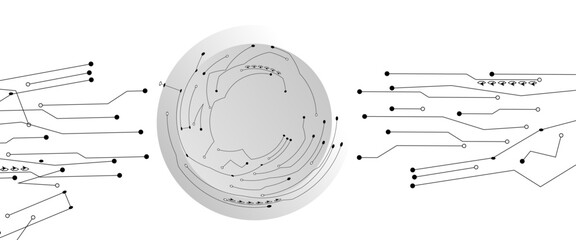 Abstract grey circuit line technology pattern on white background, futuristic vector illustration of digital circuitry design for tech backgrounds	