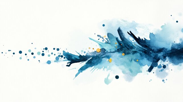 A curious watercolor sketch with teal ink dots and small yellow buds symbolizing wonder and inquiry