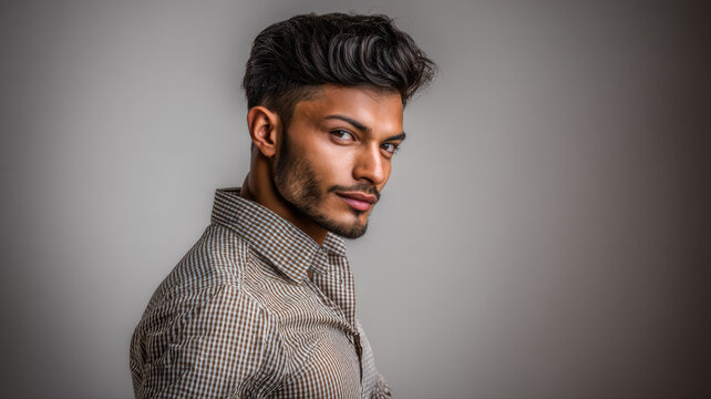 A modern digital artwork showcasing stylish man with beard and undercut hairstyle, ideal for creative, commercial, or editorial purposes.