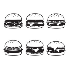 Simple Line Art Illustration of Sloppy Joes Sandwich