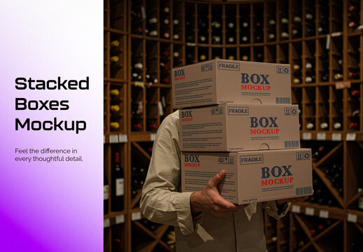 Stack Of Boxes Mockup