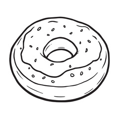Simple Line Art of Bagel with Cream Cheese