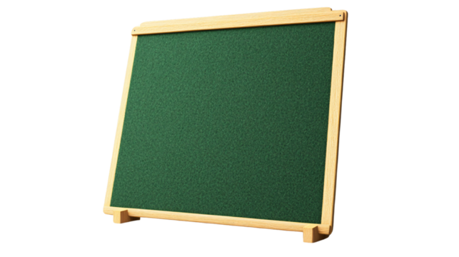 Empty Green Felt Notice Board on Transparent Background