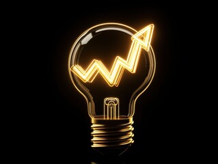 Glowing lightbulb symbolizing financial growth innovative idea for stock markets and investment success