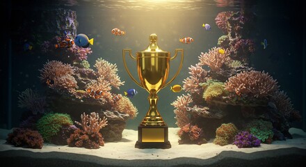 輝く金杯 水中庭園 穏やか光彩