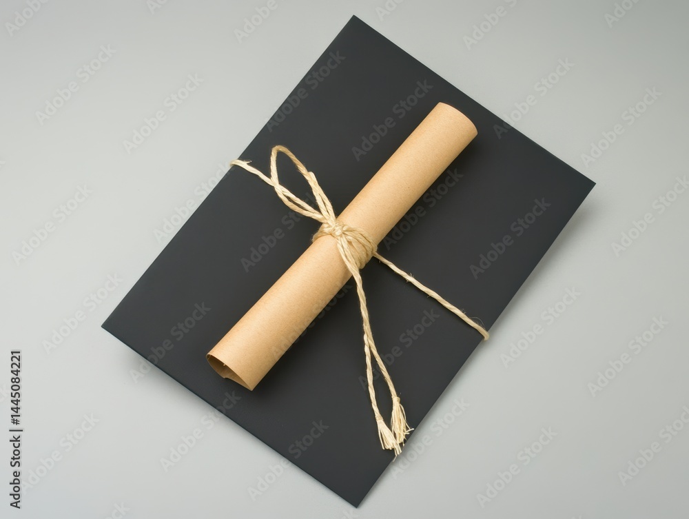 Aufkleber elegant black envelope with tied paper scroll presents a touch of timeless and refined classiness