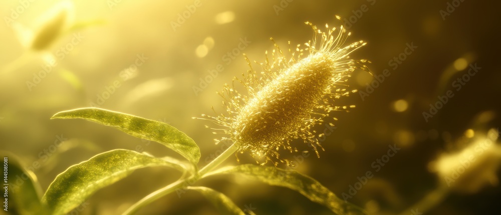 Poster delicate golden bloom with ethereal light creating a dreamy atmosphere perfect for backgrounds and d