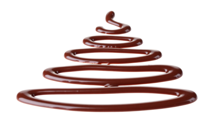 a stylish Christmas tree icon, made with chocolate, isolated on transparent background