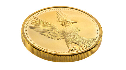 Shiny Gold Dollar Coin Isolated on Transparent Background for Finance Concepts