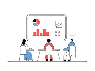 Data Dashboard – Business Team Analyzing Charts and Dashboards for Insights and Performance Tracking