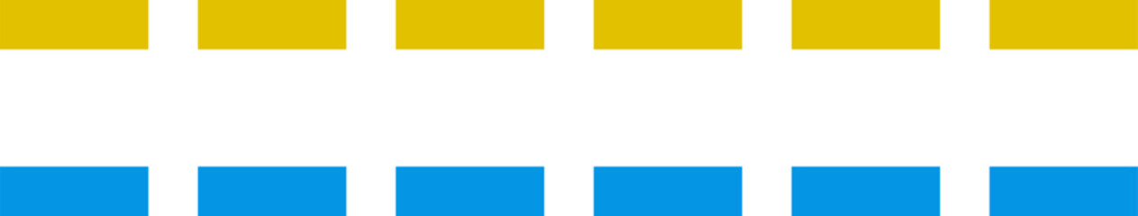 Yellow or blue dashed line sticker. Dotted Divider. Set of dashed straight lines of different styles. Dashed border divider. Isolated Vector design elements.