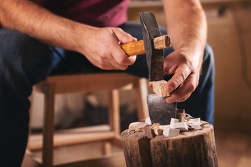 Closeup shots of man working on mosaic
