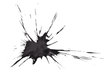 Black watercolor splash with dynamic splash effect on transparent background. Watercolor brush.