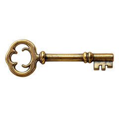 Unlocking secrets golden key antique vintage treasure security access tool on transparent background