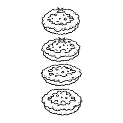 Simple line art of fried tomatoes perfect for recipe illustrations