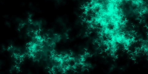 Abstract sea green watercolor hand painted watercolor. Grunge marbled pattern and rough paint brush strokes in Teal color powder explosion, isolated on dark cosmic powder Scattered Copy Space messy