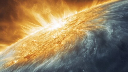 A vibrant solar flare bursts forth, revealing the sun's intense energy and motion in space