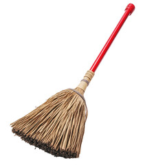Cleaning broom with red handle