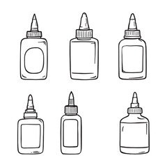 Simple Line Drawing of Glue Bottle Vector Art
