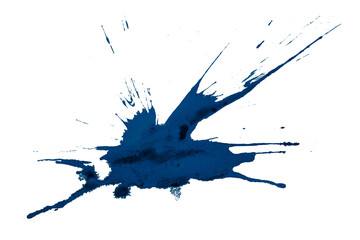 Blue watercolor splash with dynamic splash effect on transparent background. Watercolor brush.