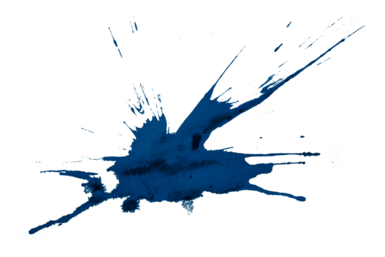 Blue watercolor splash with dynamic splash effect on transparent background. Watercolor brush.