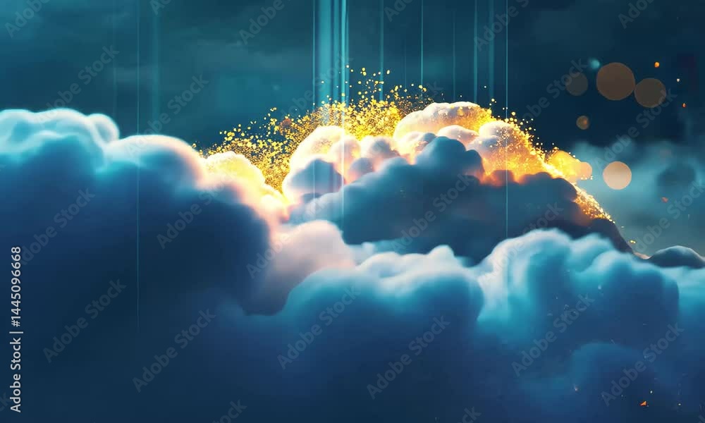 Aufkleber glowing clouds emanate a magical aura under a twilight sky, with soft ambient light and sparkles cre