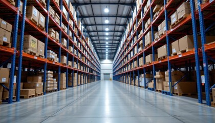 Warehouse stock management action indoor location high-resolution image industrial environment perspective view efficiency concept