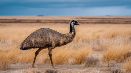 Emu Striding Through the Australian Outback