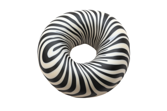 Striking black white swirl donut design a mesmerizing confectionery art piece beautifully crafted