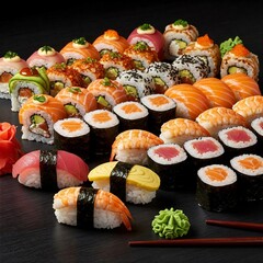 Delicious Assorted Sushi – Traditional Japanese Cuisine and Seafood