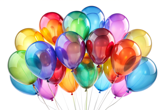 Colorful Balloons Cutout on Transparent Background