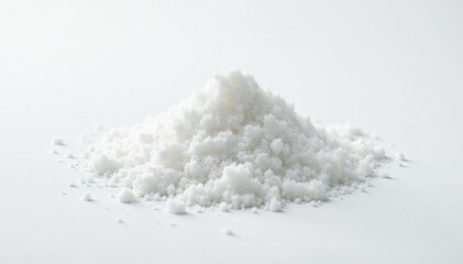 Pile of white sugar crystals on white backdrop, white backdrop, dessert, confectionery