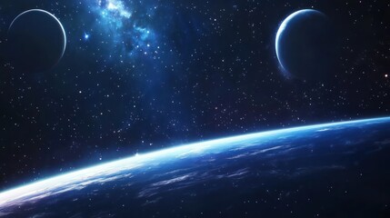 A breathtaking view of distant planets and stars from space.