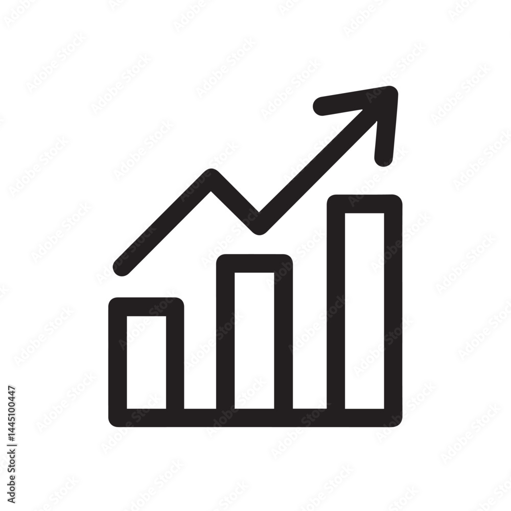 Poster ascending graph of growth: a graph showcasing a linear trend of progression, symbolizing expansion i